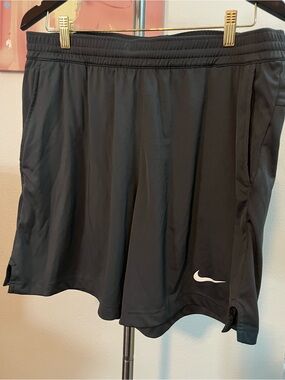 Nike Women’s Black Athletic Shorts with White Swoosh